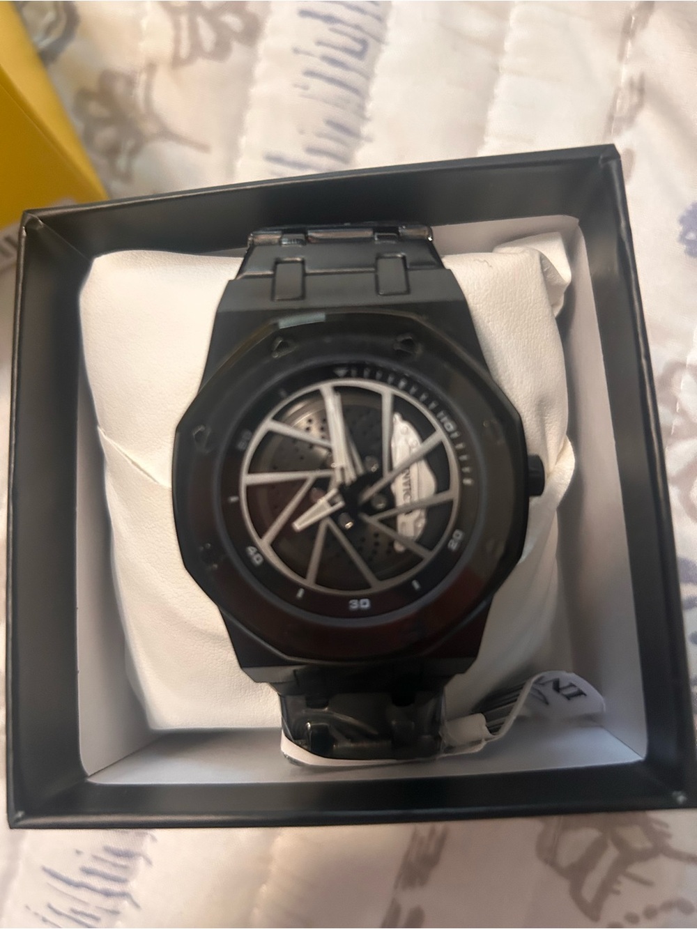 Invicta Black Men's Skeleton Dial Watch